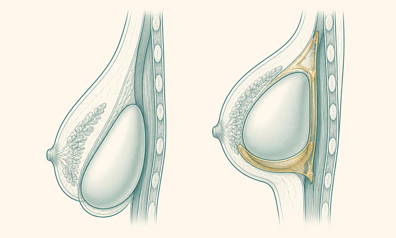 Side-by-side diagram: unsupported implant versus VISS-supported implant